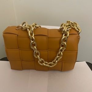 Mustard Vegan Leather Shoulder Bag